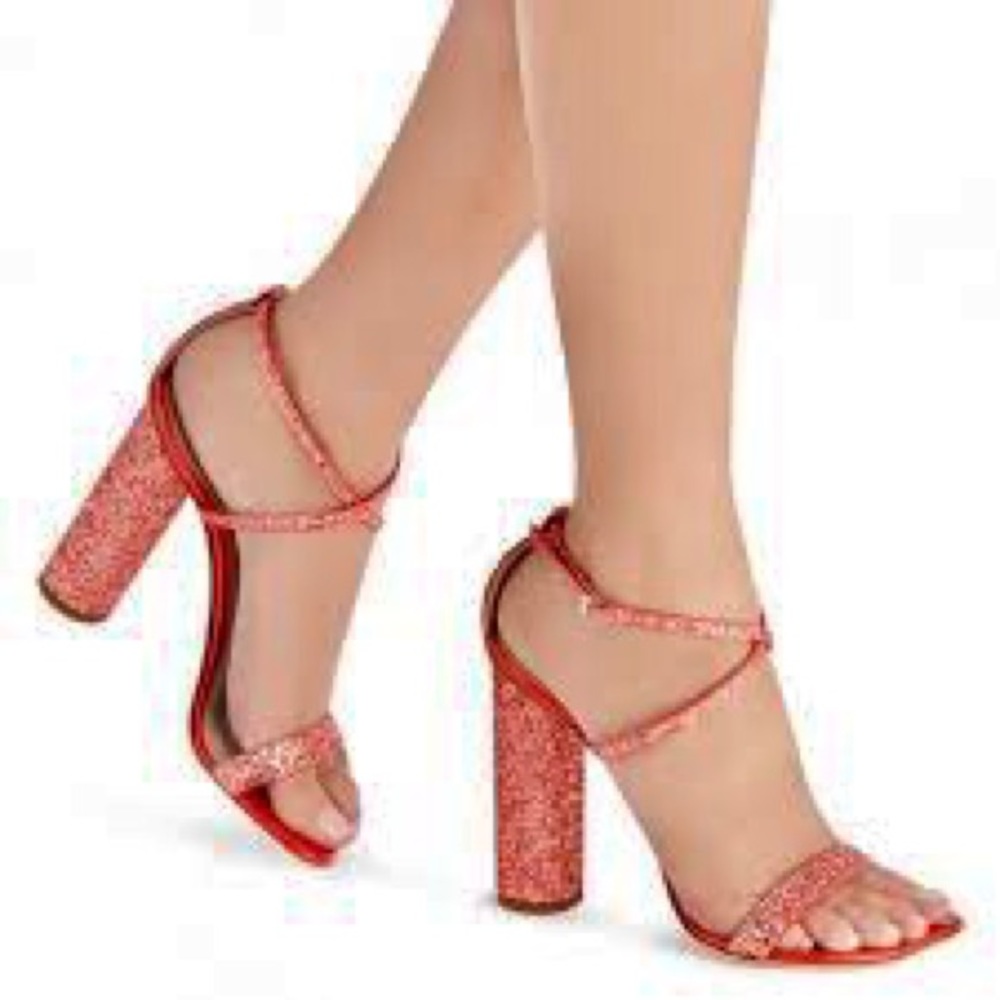 Giuseppe Zanotti Red Glitter Ankle Strap Heels 7 - Picture 7 of 7